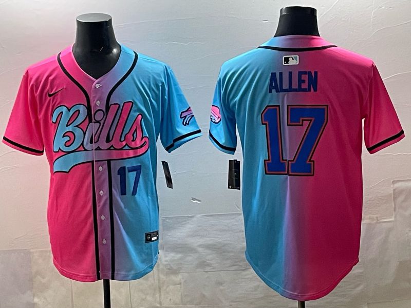 Men Buffalo Bills 17 Allen Blue pink Nike Limited 2025 NFL Jersey style 003